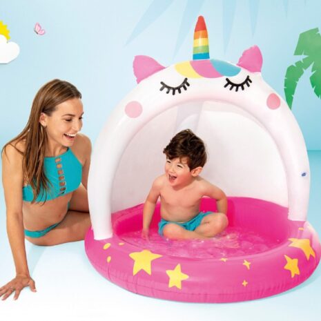 Piscina gonflabila Unicorn de apa cu acoperis pentru copii Intex