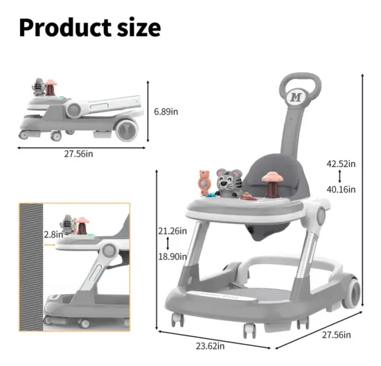 Premergator Gri reglabil Maner parental Muzica Lumini Saltea
