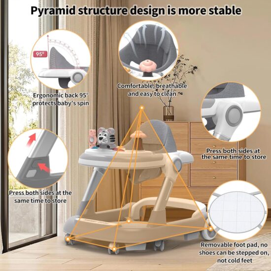 Premergator Gri reglabil Maner parental Muzica Lumini Saltea