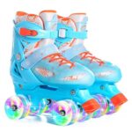 Role 4 roti Patine bleu incepatori reglabile Lumini Frana de siguranta