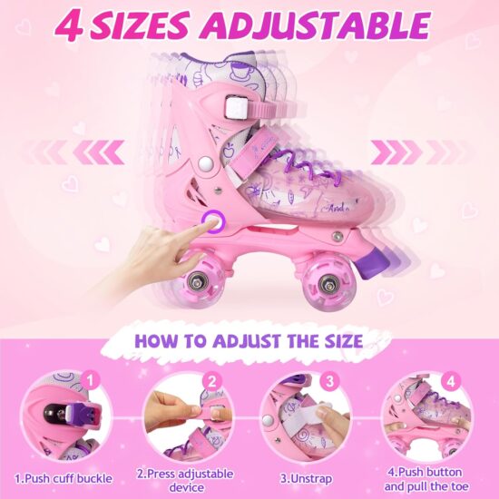 Role 4 roti Patine incepatori reglabile Lumini Frana de siguranta copii