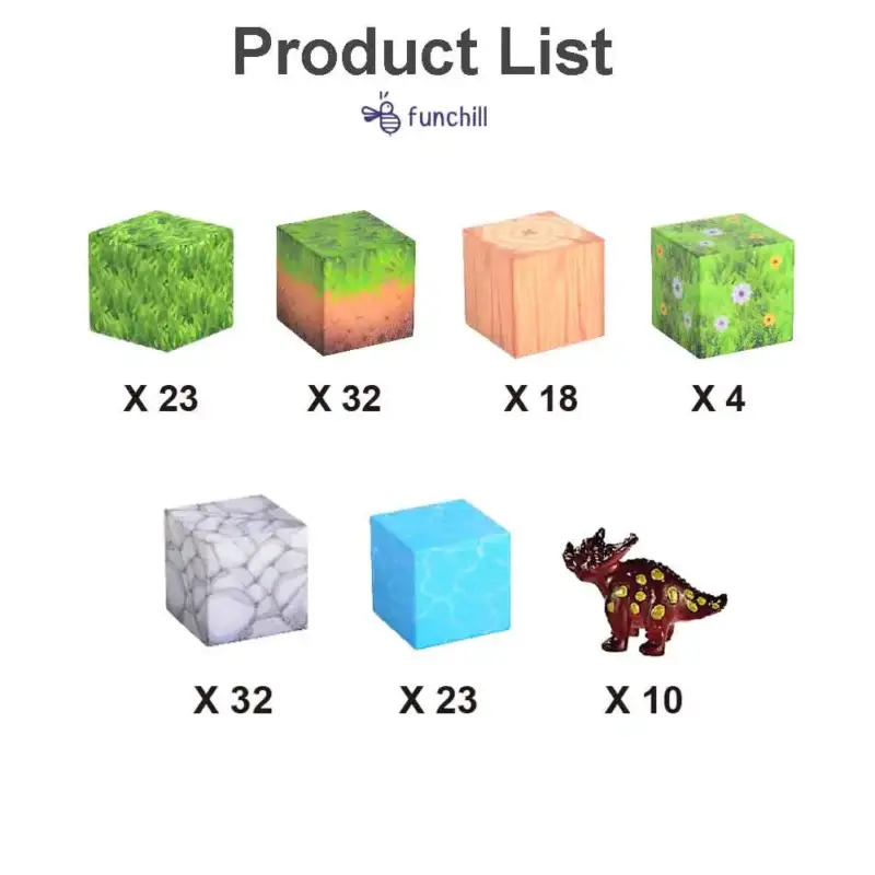 Set Cuburi magnetice Minecraft 142 piese cu figurine Dinozauri