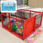 Tarc de joaca Patrat 120x120 cm cu 30 bile colorate pentru copii