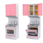 Mini Bucatarie Roz moderna Electrica pentru papusi 2 corpuri