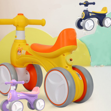 Bicicleta copii 1-3 ani fara Pedale cu Muzica Lumini si 4 Roti