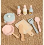 Bucatarie Girafa Jucarie din lemn cu Chiuveta si accesorii vase