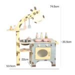 Bucatarie Girafa Jucarie din lemn cu Chiuveta si accesorii vase