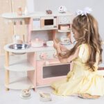 Bucatarie copii lemn Vase Chiuveta Aragaz Cuptor cu microunde