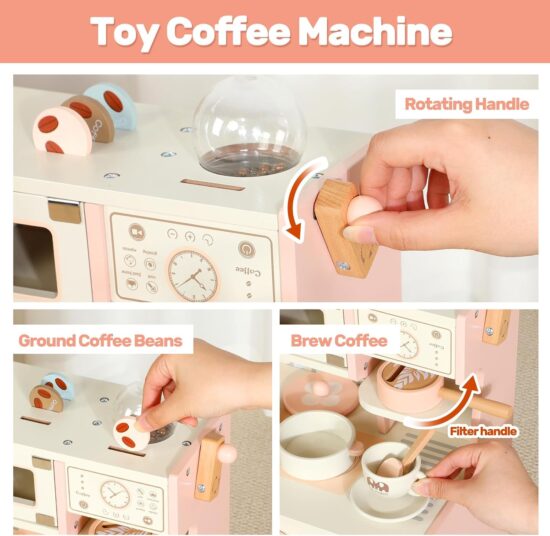 Bucatarie copii lemn Vase Chiuveta Aragaz Cuptor cu microunde