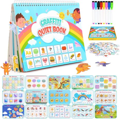 Carte Montessori cu activitati educative Stickere reutilizabile Carioci