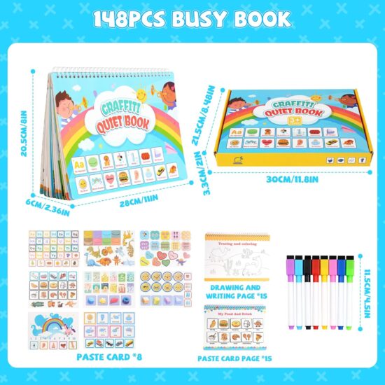 Carte Montessori cu activitati educative Stickere reutilizabile Carioci