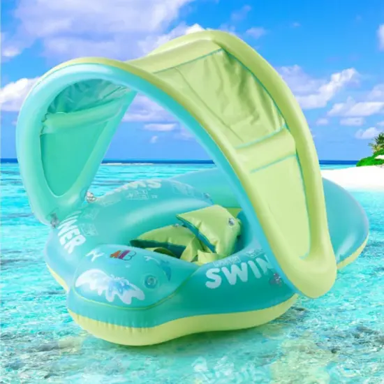 Colac Inot Piscina verde cu Parasolar Barcuta gonflabila bebe