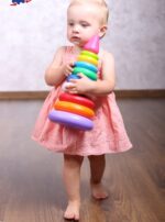 Jucarie Piramida 9 inele Cercuri colorate Stivuim turnul