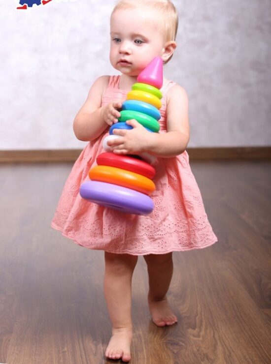 Jucarie Piramida 9 inele Cercuri colorate Stivuim turnul