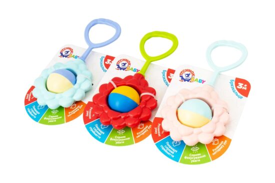 Jucarie bebelusi Zornaitoare cu maner model Floare colorata