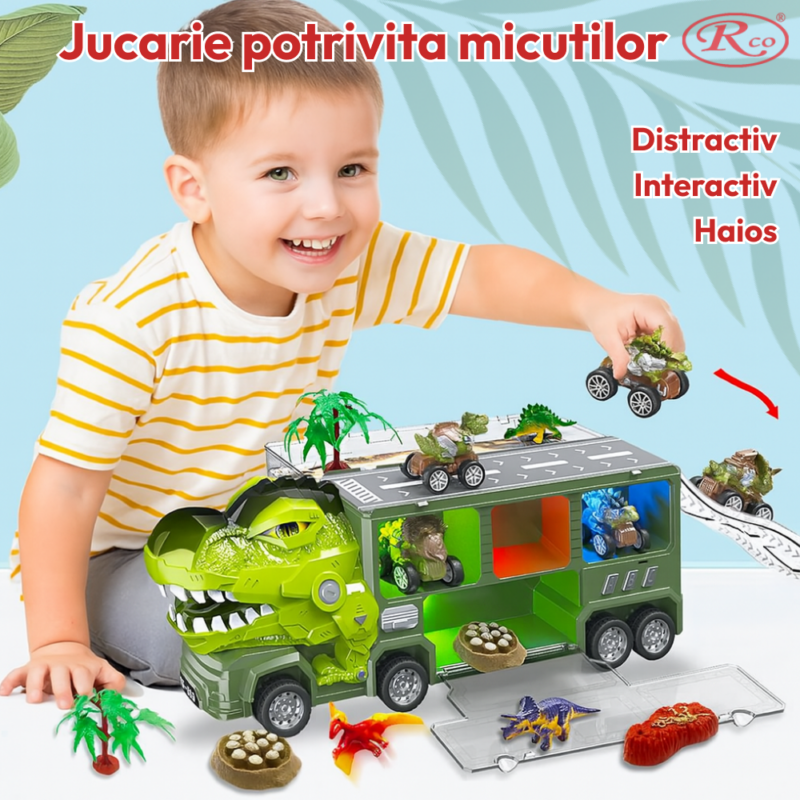 Jucarie copii Camionul cu Animale si dinozauri Lumini si sunete