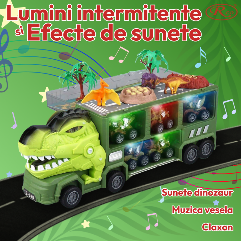 Jucarie copii Camionul cu Animale si dinozauri Lumini si sunete