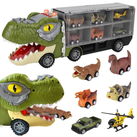 Jucarie copii Camionul cu dinozauri si Vehicule Lumini si sunete