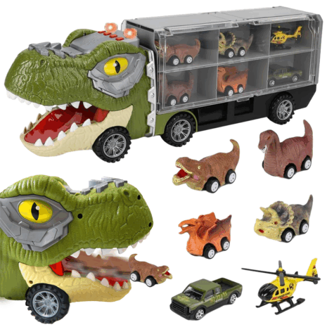 Jucarie copii Camionul cu dinozauri si Vehicule Lumini si sunete