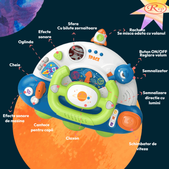 Jucarie interactiva bebe Nava spatiala Volan cu lumini si sunete