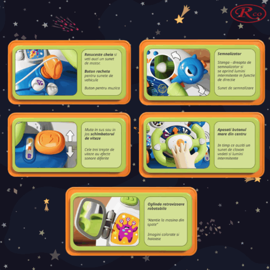 Jucarie interactiva bebe Nava spatiala Volan cu lumini si sunete