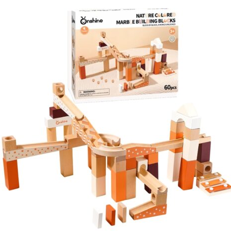 Labirint lemn Pista cu bile Constructii 60 pc STEM cuburi Onshine