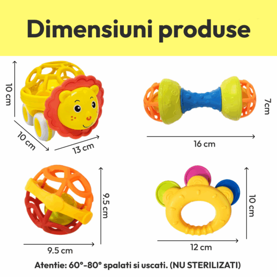 Set 4 Jucarii bebe Zornaitori pentru motricitate Texturi diferite