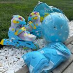 Set Role Reglabile Bleu cu protectii Pozitionarea rotilor 2in1