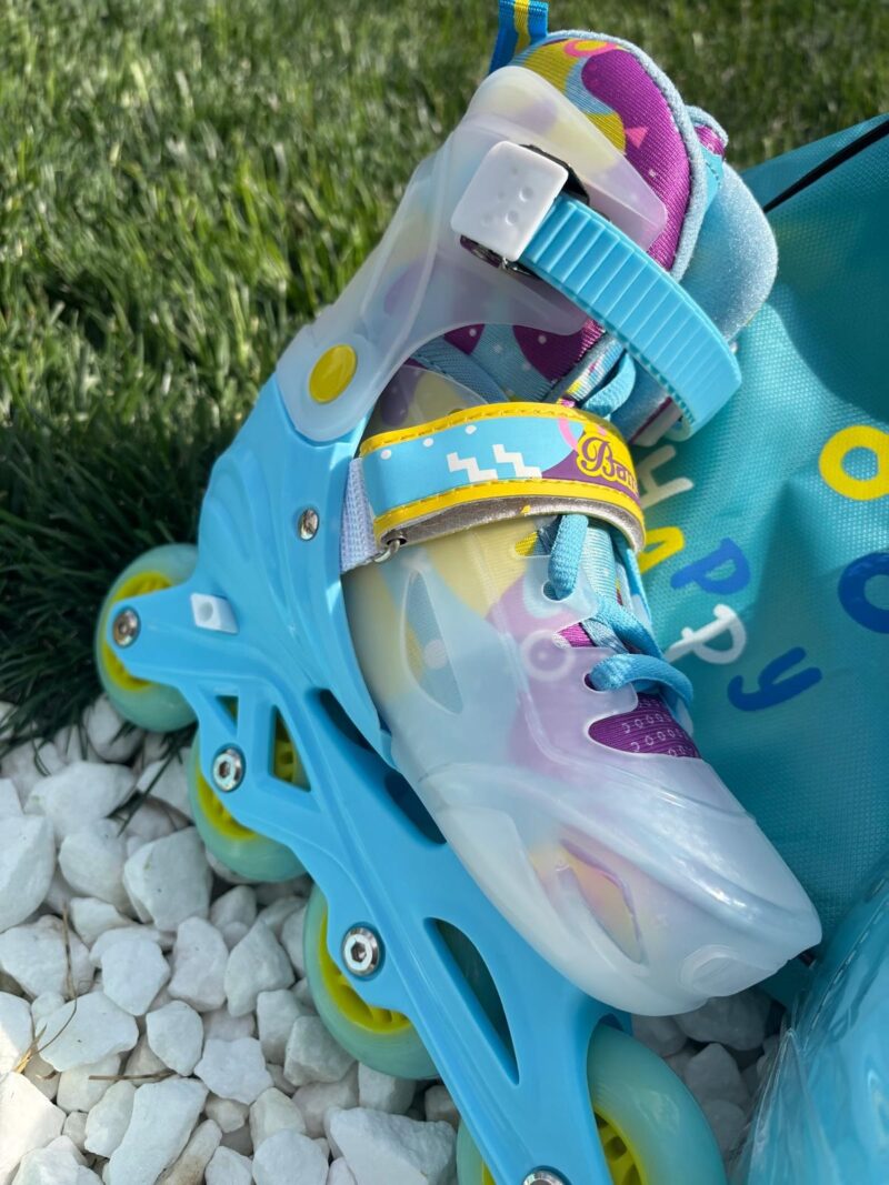 Set Role Reglabile Bleu cu protectii Pozitionarea rotilor 2in1