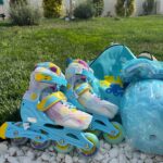 Set Role Reglabile Bleu cu protectii Pozitionarea rotilor 2in1