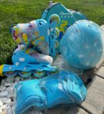 Set Role Reglabile Bleu cu protectii Pozitionarea rotilor 2in1