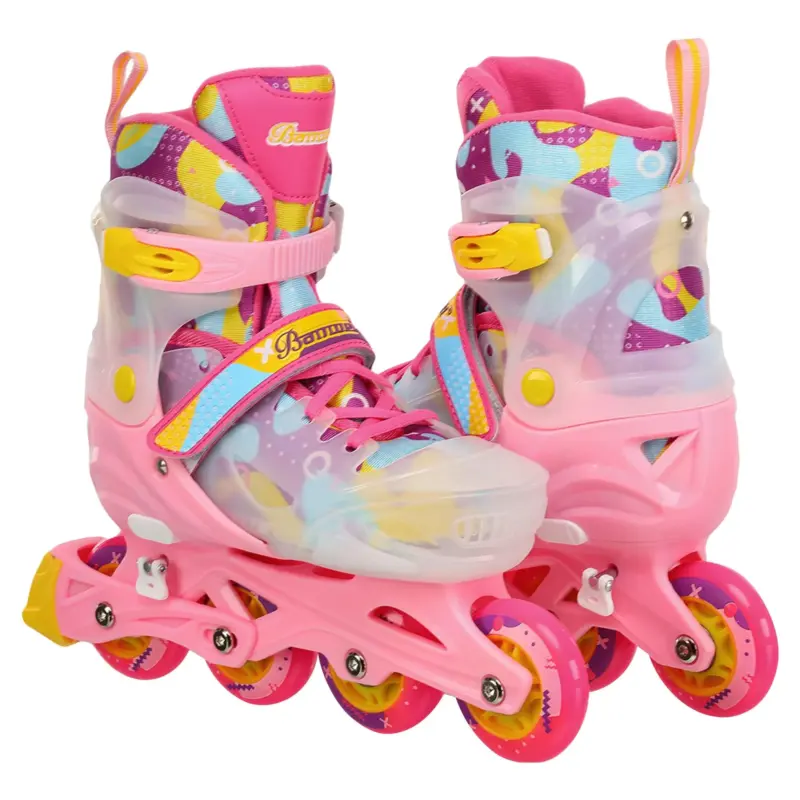 Set Role Reglabile Roz Siclam cu protectii Pozitionarea rotilor 2in1