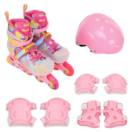 Set Role Reglabile Roz Siclam cu protectii Pozitionarea rotilor 2in1