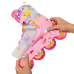 Set Role Reglabile Roz Siclam cu protectii Pozitionarea rotilor 2in1