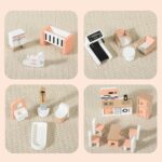 Set de Mobilier lemn copii Casuta pentru papusi 34 piese