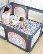 Tarc de joaca Gri 150x200 cu ventuze Loc bebelusi 50 bile colorate