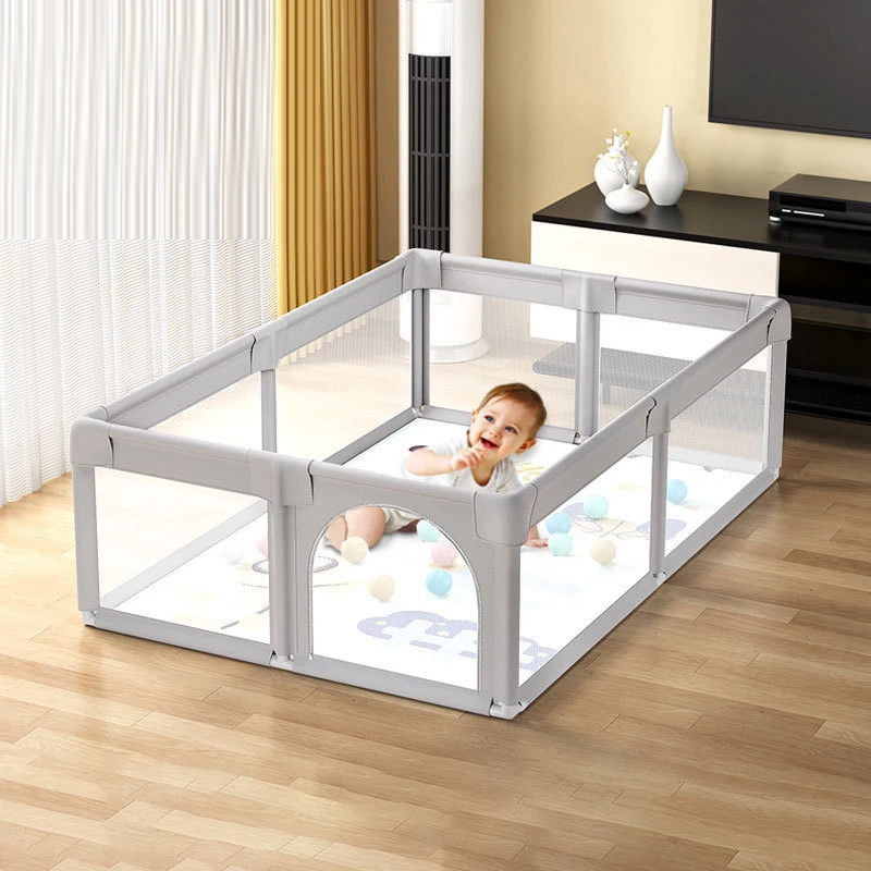 Tarc de joaca Gri cu ventuze Loc pentru bebelusi 60 bile colorate