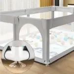 Tarc de joaca Gri cu ventuze Loc pentru bebelusi 60 bile colorate