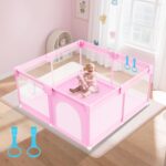 Tarc de joaca Roz 150x200 cu ventuze Loc bebelusi 50 bile colorate