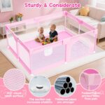 Tarc de joaca Roz 150x200 cu ventuze Loc bebelusi 50 bile colorate