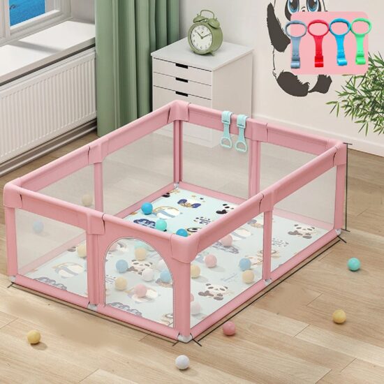 Tarc de joaca Roz 150x200 cu ventuze Loc bebelusi 50 bile colorate