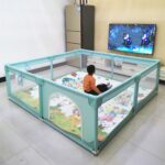 Tarc de joaca Verde 150x200 cu ventuze Loc bebelusi 50 bile colorate