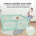 Tarc de joaca Verde 150x200 cu ventuze Loc bebelusi 50 bile colorate