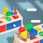 Cutia permanentei cu sertare Joc Montessori lemn forme si culori