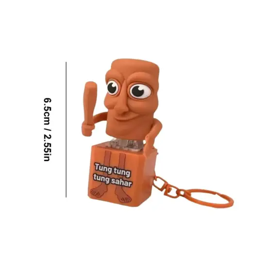 Figurina Breloc Tung Tung Sahur Italian Brainrot cu sunete 6.5 cm