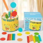 Joc Montessori Sortare culori cu betisoare si monede Forme