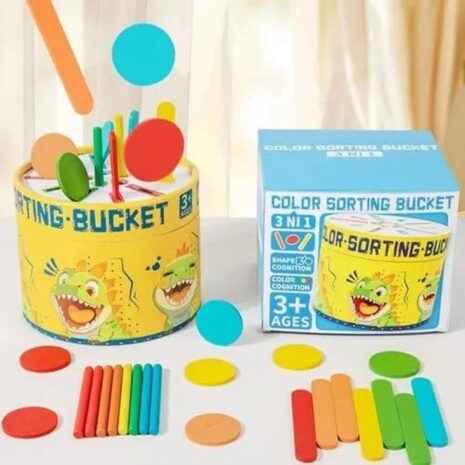 Joc Montessori Sortare culori cu betisoare si monede Forme