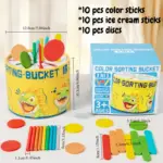 Joc Montessori Sortare culori cu betisoare si monede Forme