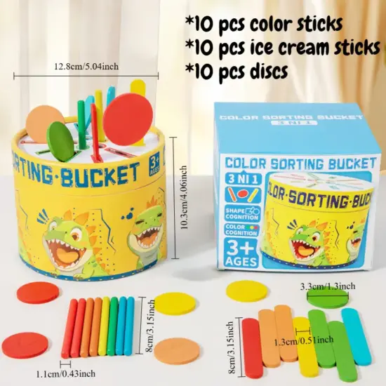 Joc Montessori Sortare culori cu betisoare si monede Forme