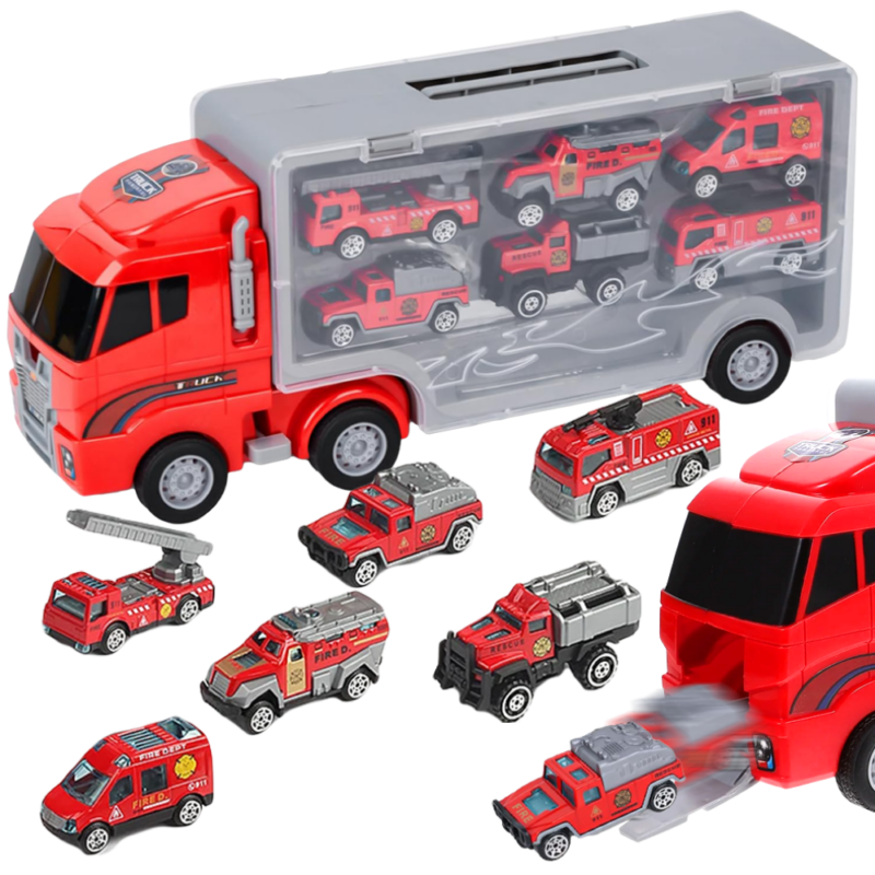 Jucarie copii Camionul cu 6 Vehicule pentru salvare Interventie